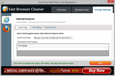 Screenshot of the application Fast Browser Cleaner - #1