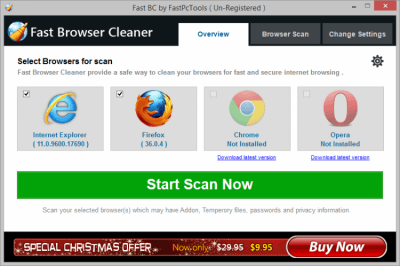 Screenshot of the application Fast Browser Cleaner - #2