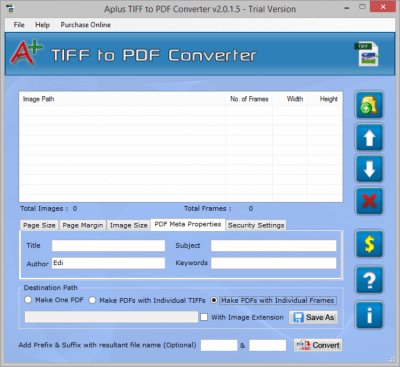 Screenshot of the application TIFF to PDF Converter - #1