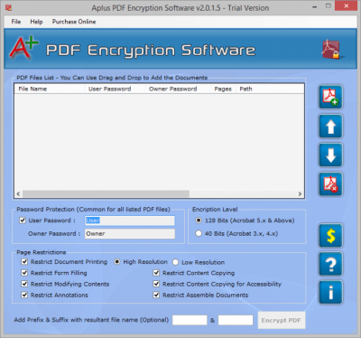 Screenshot of the application PDF Protection Software - #1