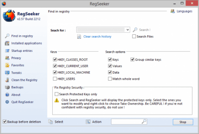 Screenshot of the application RegSeeker Portable - #1