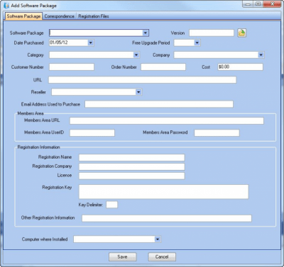 Screenshot of the application Registration Vault - #1