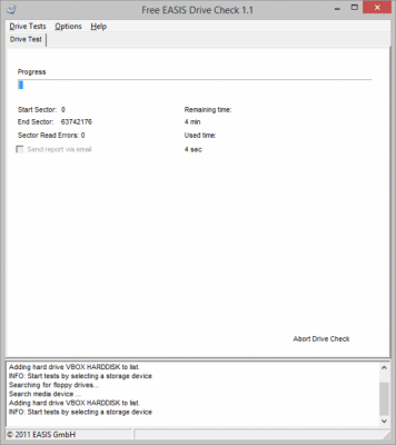 Screenshot of the application EASIS Drive Check - #2