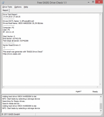 Screenshot of the application EASIS Drive Check - #3