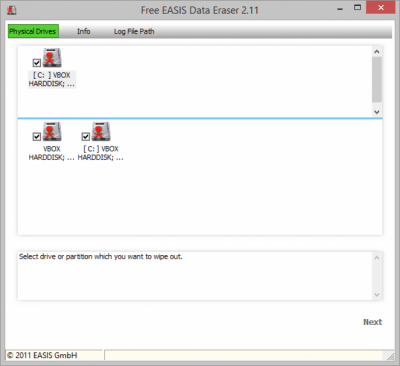 Screenshot of the application EASIS Data Eraser - #1