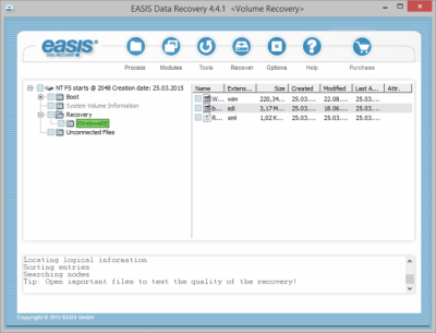 Screenshot of the application EASIS Data Recovery - #3