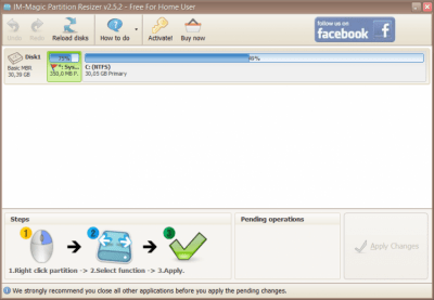 Screenshot of the application IM-Magic Partition Resizer Free - #1