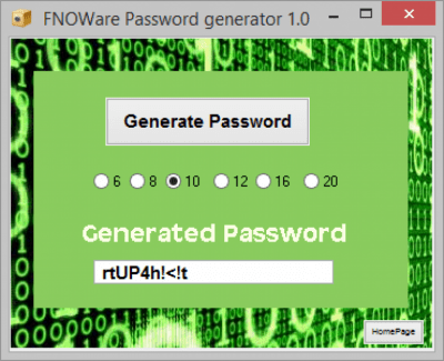 Screenshot of the application Generate Password - #1