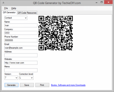 Screenshot of the application QR Code Generator - #2