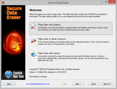 Screenshot of the application Secure Data Eraser - #1