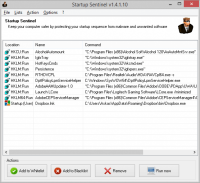 Screenshot of the application Startup Sentinel Portable - #1