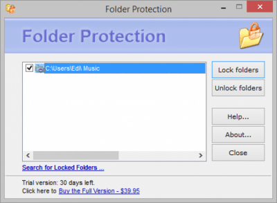 Screenshot of the application Folder Protection - #1