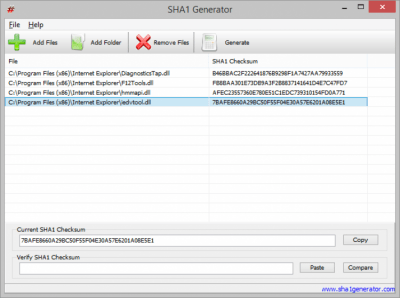 Screenshot of the application SHA1 Generator - #1