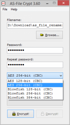 Screenshot of the application AS-File Crypt - #1