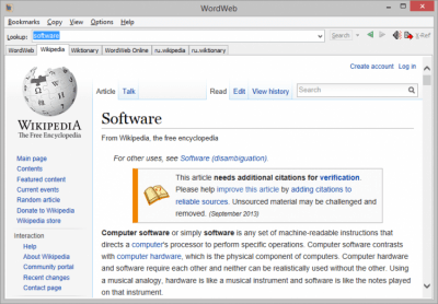Screenshot of the application WordWeb - #2