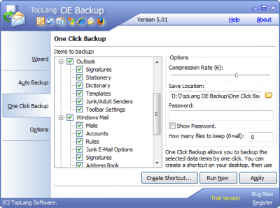 Screenshot of the application TopLang OE Backup - #3