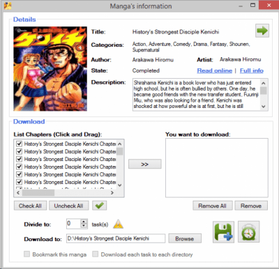 Screenshot of the application DomDomSoft Manga Downloader - #1