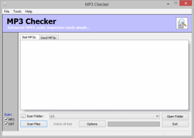 Screenshot of the application MP3 Checker - #1