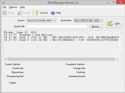 Screenshot of the application Disk Recoup - #1