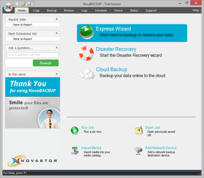 Screenshot of the application NovaBACKUP PC - #1