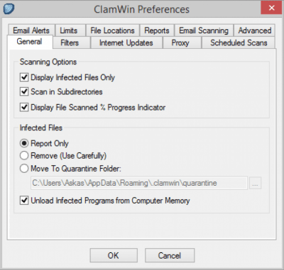 Screenshot of the application ClamWin Free Antivirus - #2
