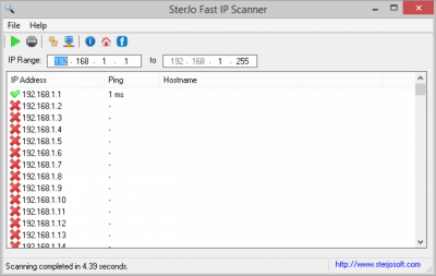 Screenshot of the application SterJo Fast IP Scanner - #1