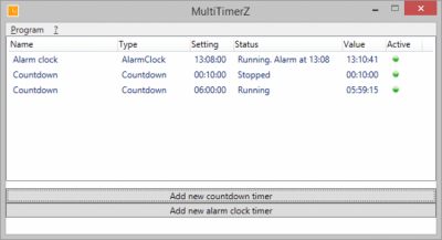 Screenshot of the application MultiTimerZ - #1