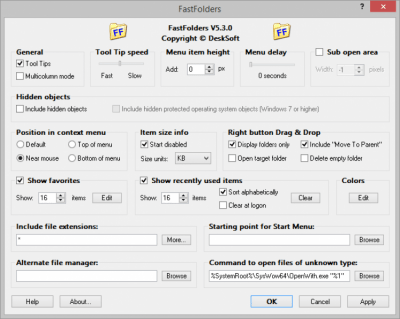 Screenshot of the application FastFolders - #2