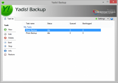 Screenshot of the application Yadis! Backup - #1