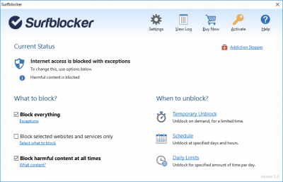 Screenshot of the application Surfblocker - #1