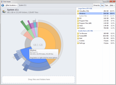 Screenshot of the application Disk Aware - #1