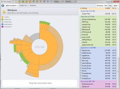 Screenshot of the application Disk Aware - #3