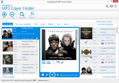 Screenshot of the application Ashampoo MP3 Cover Finder - #1