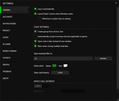 Screenshot of the application Razer Comms - #2