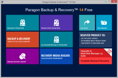 Screenshot of the application PARAGON Backup & Recovery - #1