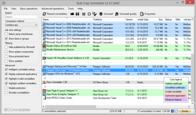 Screenshot of the application Bulk Crap Uninstaller - #1