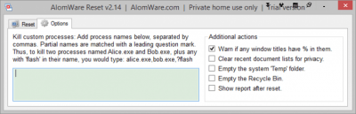 Screenshot of the application AlomWare Reset - #2