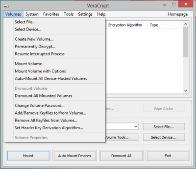 Screenshot of the application VeraCrypt - #1