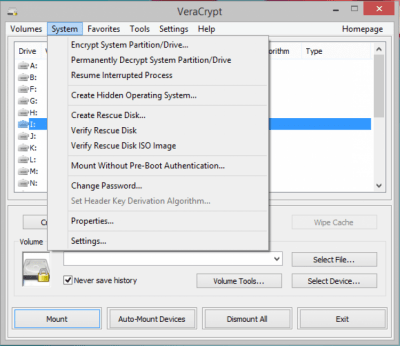 Screenshot of the application VeraCrypt - #3