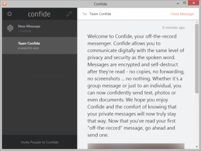 Screenshot of the application Confide for Windows - #2