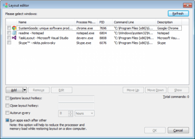Screenshot of the application TaskLayout - #3