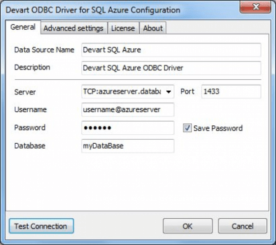 Screenshot of the application SQL Azure ODBC driver - #1