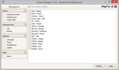 Screenshot of the application Driver Sweeper - #1