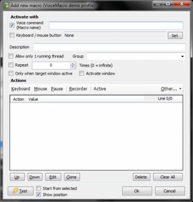 Screenshot of the application VoiceMacro - #3