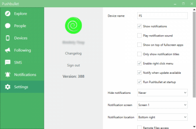 Screenshot of the application Pushbullet - #4