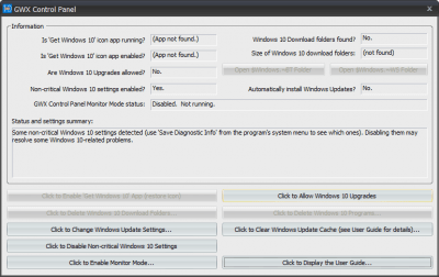 Screenshot of the application GWX Control Panel (GWX Stopper) - #1