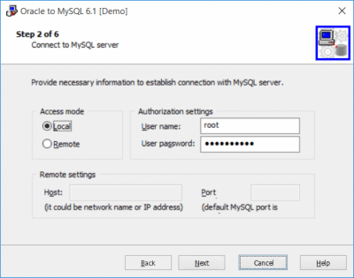 Screenshot of the application Oracle-to-MySQL - #1