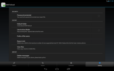 Screenshot of the application SMSToExcel Backup SMS in Excel - #1