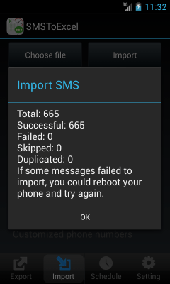 Screenshot of the application SMSToExcel Backup SMS in Excel - #3