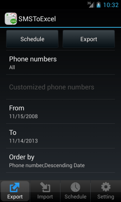 Screenshot of the application SMSToExcel Backup SMS in Excel - #7